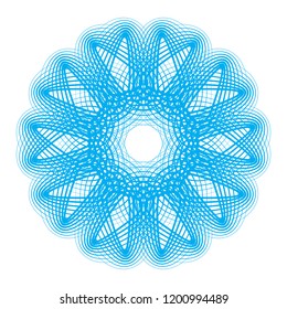Blue guilloche rosette or spirograph background vector illustration. Diploma frames, security certificate pattern or protective money ornament