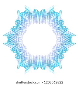 Blue guilloche rosette or spirograph background vector illustration. Diploma frames, security certificate pattern or protective money ornament