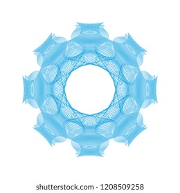 Blue guilloche rosette or spirograph background vector illustration. Diploma frames, security certificate pattern or protective money ornament
