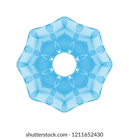 Blue guilloche rosette or spirograph background vector illustration. Diploma frames, security certificate pattern or protective money ornament