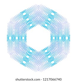 Blue guilloche rosette or spirograph background vector illustration. Diploma frames, security certificate pattern or protective money ornament