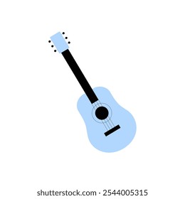 Guitarra Azul Em Ilustração De Vetor Plano Simbolizando Música, Melodia E Criatividade, Isolada Em Fundo Branco