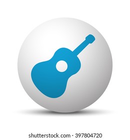 Blue Guitar icon on sphere on white background