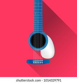 Blue guitar icon, vector illustration