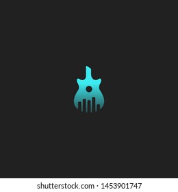 blue guitar logo design vector