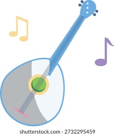  A blue guitar with musical notes, representing the joy of music and artistic expression.