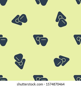 Blue Guitar pick icon isolated seamless pattern on yellow background. Musical instrument.  Vector Illustration