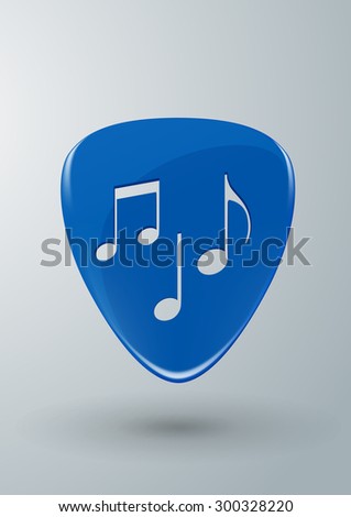 Blue Guitar Pick with Music Notes Concept, Vector Illustration