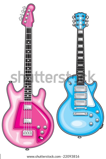 blue and pink guitar