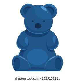 Blue gummy bear sitting and smiling at the camera