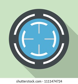 Blue gun aim icon. Flat illustration of blue gun aim vector icon for web design