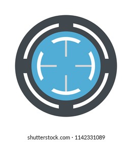 Blue gun aim icon. Flat illustration of blue gun aim vector icon for web isolated on white