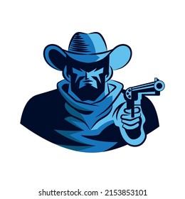 pistolero azul con carácter de pistola