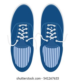 Blue gym shoes. Vector.