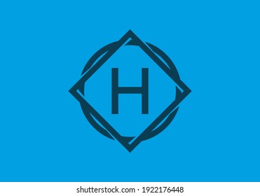 Blue H initial letter in frame design