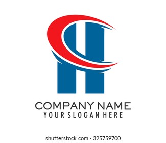 blue H typography alphabet design logo image icon 