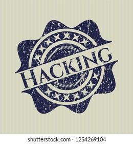 Blue Hacking distressed rubber stamp