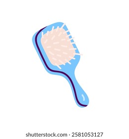 Blue Hair brush illustration. Beauty service concept. Vector flat style.