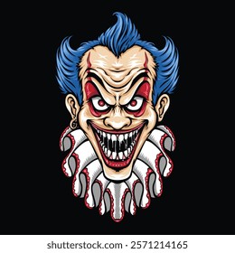 blue hair clown head vector