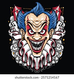 blue hair clown tshirt design