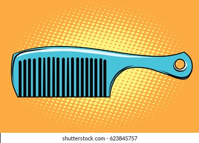 Blue Hair Comb. Pop Art Retro Vector Illustration