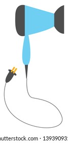 Blue hair dryer vector illustration 