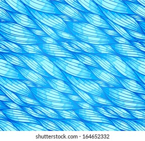 Blue hair waves vector seamless pattern