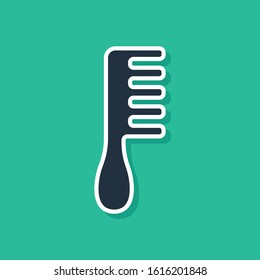 Blue Hairbrush icon isolated on green background. Comb hair sign. Barber symbol.  Vector Illustration