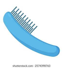 Blue hairbrush lying on white background, simple vector illustration for hairdressing salons and barbershops