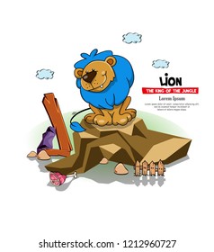 blue haired cartoon lion