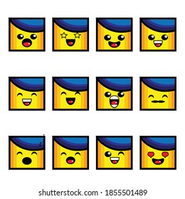 Blue haired face mascot illustration design