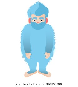 blue hairy Bigfoot. The mythical yeti smile