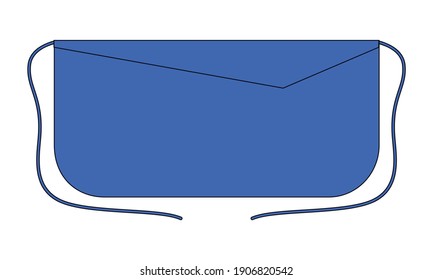 Blue Half Apron Template On White Background.