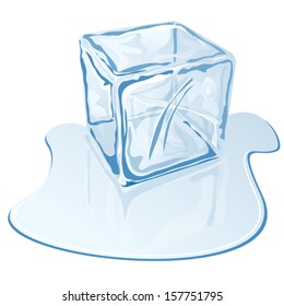 blue half-melted ice cube
