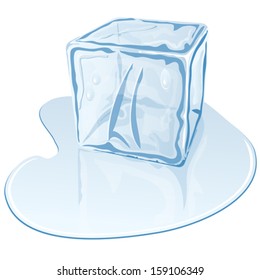 blue half-melted ice cube