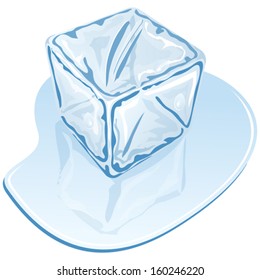 blue half-melted ice cube