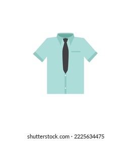 Blue half-sleeve men's dress shirt  Flat Vector illustration. Half Sleeve Dress Shirt for Men vector icon isolated on white background. Cartoon style simple shirt pictogram symbol icon