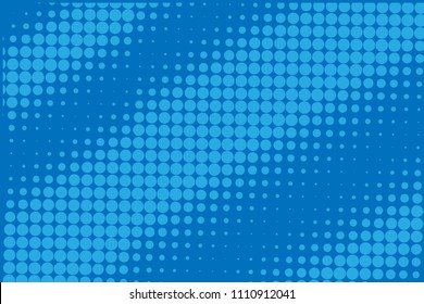Blue halftone background. Digital gradient. Abstract backdrop with circles, point, dots. Dotted pattern. Futuristic panel Vector illustration
