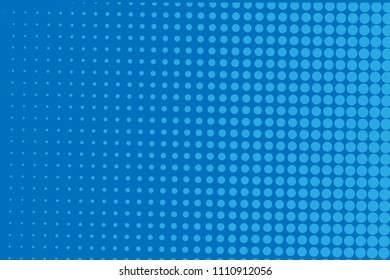 Blue halftone background. Digital gradient. Abstract backdrop with circles, point, dots. Dotted pattern. Futuristic panel Vector illustration
