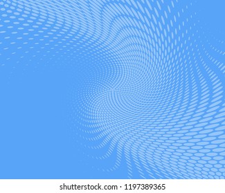 Blue halftone background. Digital gradient. Abstract backdrop with circles, point, dots. Dotted pattern. Futuristic panel Vector illustration