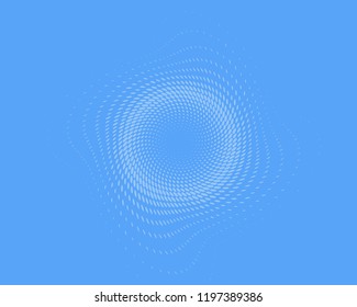 Blue halftone background. Digital gradient. Abstract backdrop with circles, point, dots. Dotted pattern. Futuristic panel Vector illustration
