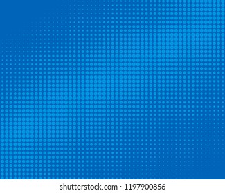 Blue halftone background. Digital gradient. Abstract backdrop with circles, point, dots. Dotted pattern. Futuristic panel Vector illustration