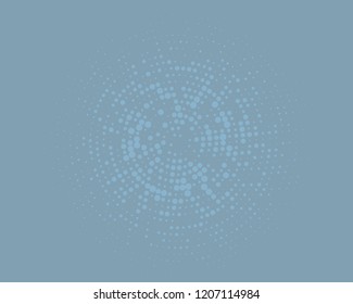 Blue halftone background. Digital gradient. Abstract backdrop with circles, point, dots. Dotted pattern. Futuristic panel Vector illustration