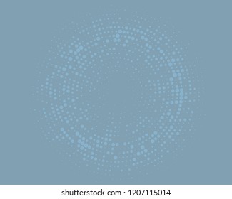 Blue halftone background. Digital gradient. Abstract backdrop with circles, point, dots. Dotted pattern. Futuristic panel Vector illustration