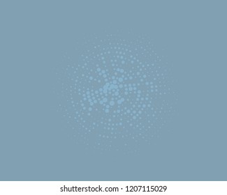 Blue halftone background. Digital gradient. Abstract backdrop with circles, point, dots. Dotted pattern. Futuristic panel Vector illustration