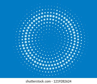 Blue halftone background. Digital gradient. Abstract backdrop with circles, point, dots. Dotted pattern. Futuristic panel Vector illustration