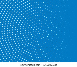 Blue halftone background. Digital gradient. Abstract backdrop with circles, point, dots. Dotted pattern. Futuristic panel Vector illustration