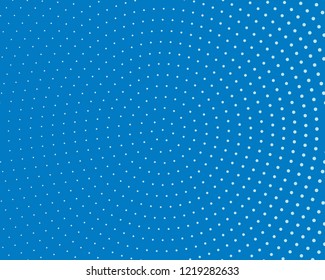 Blue halftone background. Digital gradient. Abstract backdrop with circles, point, dots. Dotted pattern. Futuristic panel Vector illustration