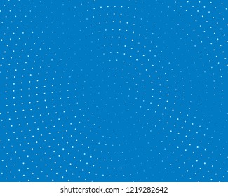 Blue halftone background. Digital gradient. Abstract backdrop with circles, point, dots. Dotted pattern. Futuristic panel Vector illustration