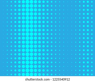 Blue halftone background. Digital gradient. Abstract backdrop with circles, point, dots. Dotted pattern. Futuristic panel Vector illustration
